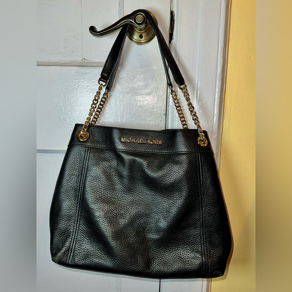 Michael Kors Black Shoulder Bag with Gold Chain